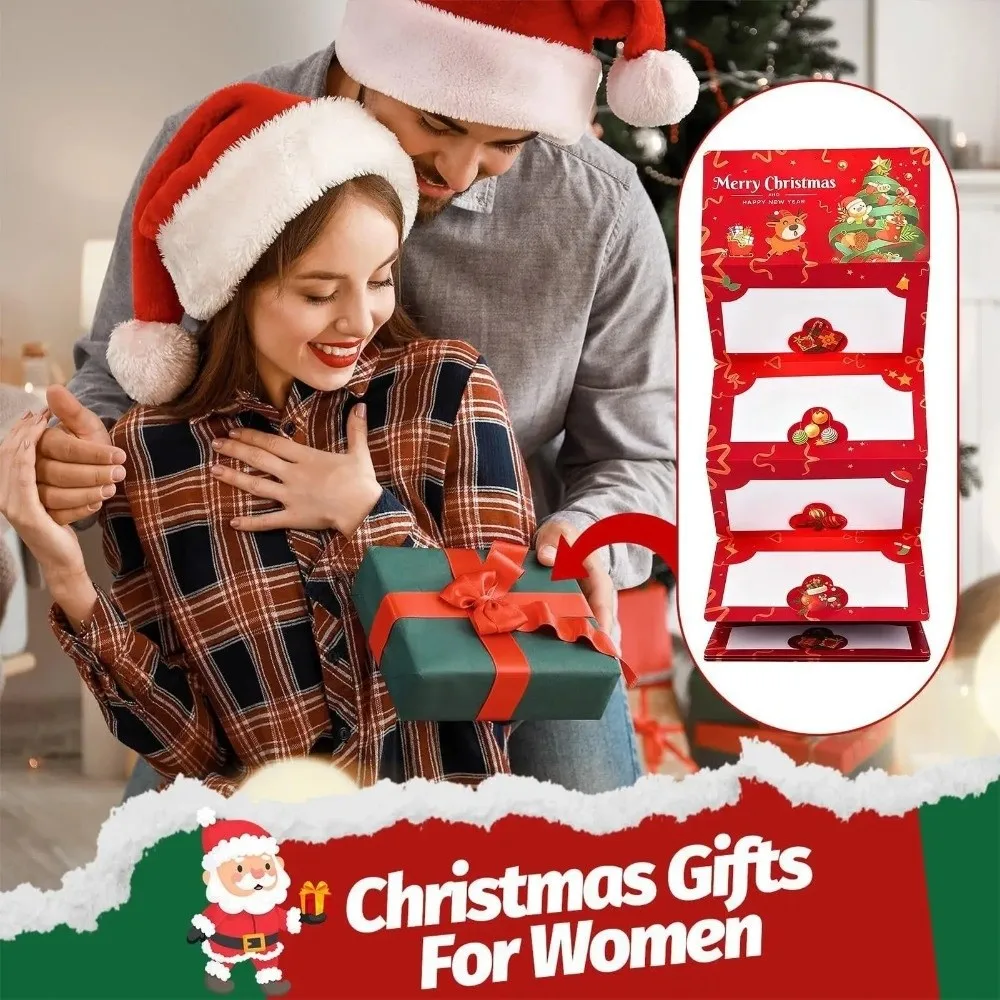 Санта-Клаус Рождественский подарочный конверт Рождественская елка с 10-слотами Рождественские держатели для денег Складная открытка для банкнот