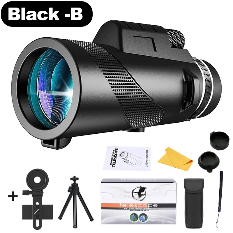 NONE 80x100 tragbares Zoom HD 5000M-Teleskop, zusammenklappbares, leistungsstarkes Mini-Teleskop für große Entfernungen für Jagd, Sport, Outdoor, Camping, Reisen 6