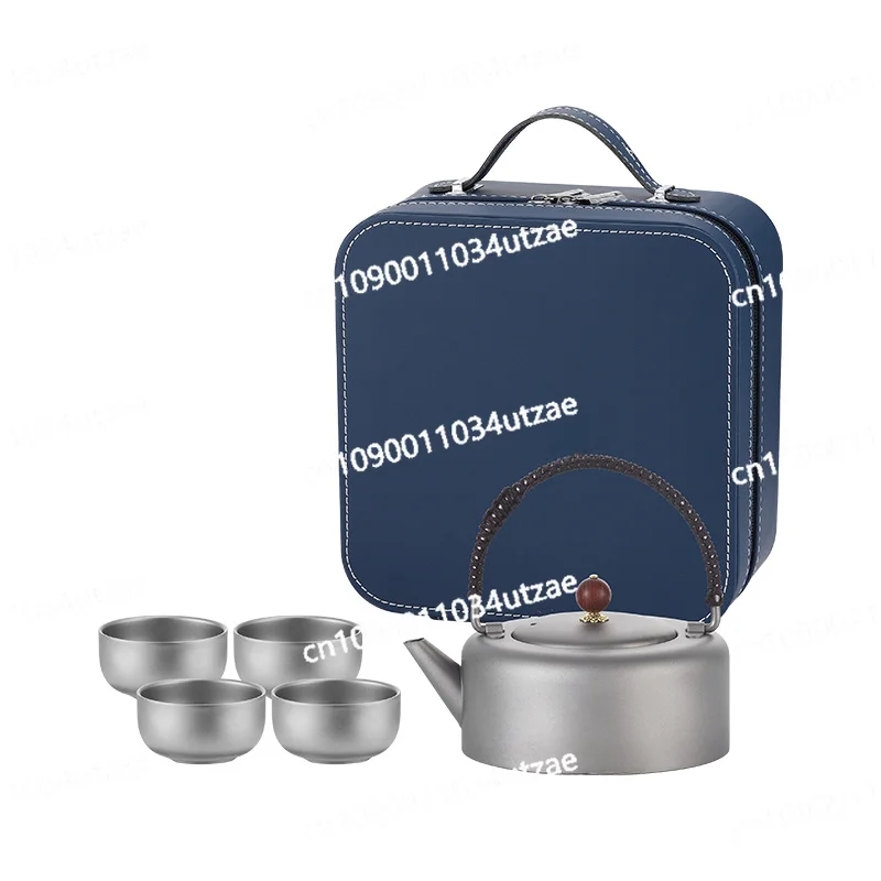 

Pure Titanium Beam Pot Travel Outdoor Tea Set Full Set of Brewed Tea Portable Camping One Pot Four Cups Storage Bag