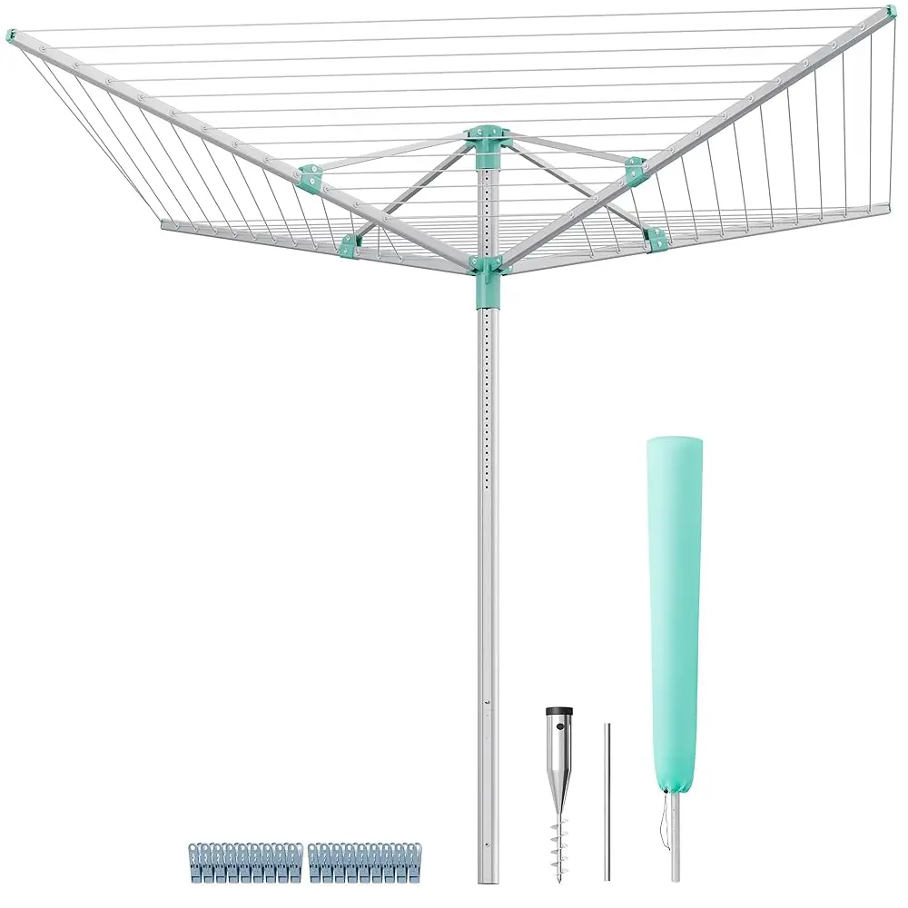 

Free ShippingUmbrella Drying Rack, Retractable Outdoor Drying Rack, Height Adjustable, 197 ft Long Clothesline, Holds 6 Laundry