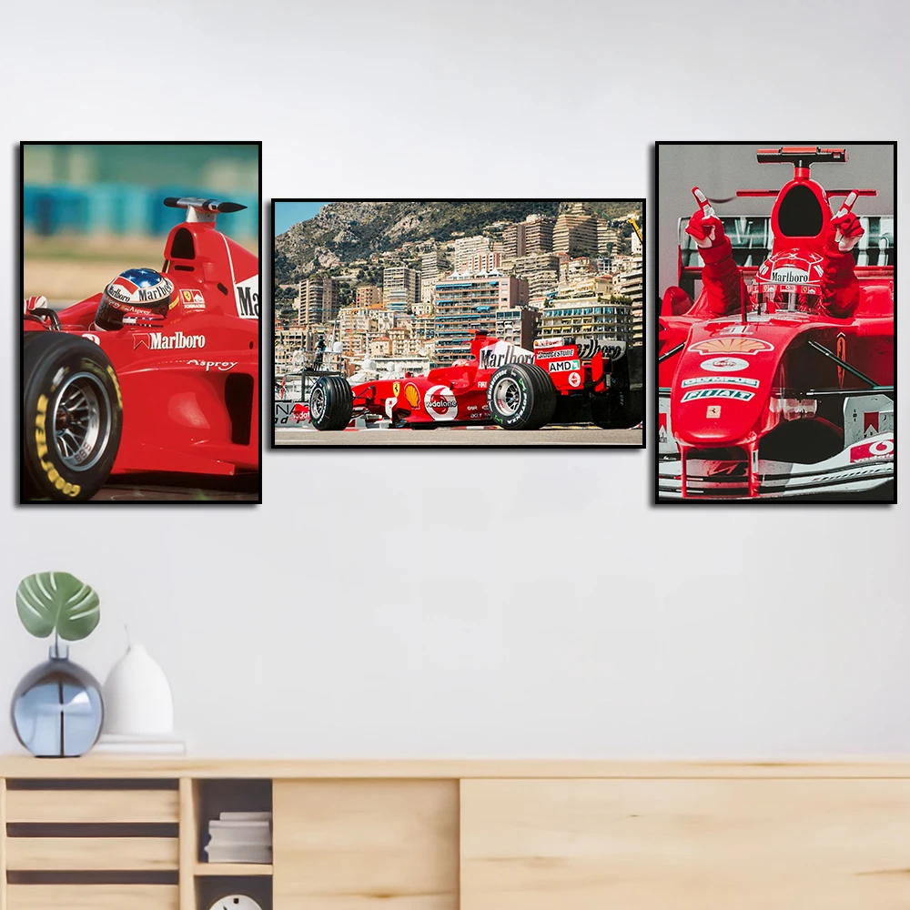 Famous Racer Schumacher Poster Print Formula Grand Prix Racing Canvas Painting Supercar Championship Wall Art Room Home Decor