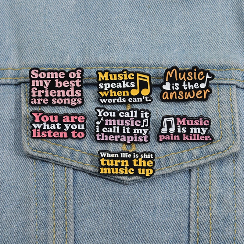 Muziekliefhebber Emaille Pinnen Op Maat Je Noemt Het Muziek Ik Noem Het Mijn Therapeut Broches Revers Badges Sieraden Cadeau Voor Vrienden