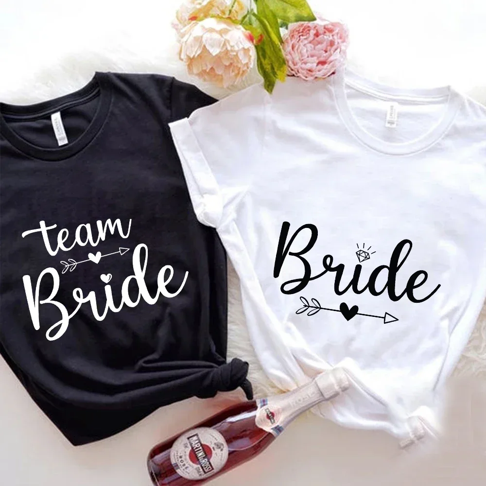 Graphic Tops Friends Bachelorette Hen Party Tees EVJF T Shirt Women Bridal Wedding Tshirt Team Bride T-shirt Arrow Love Heart