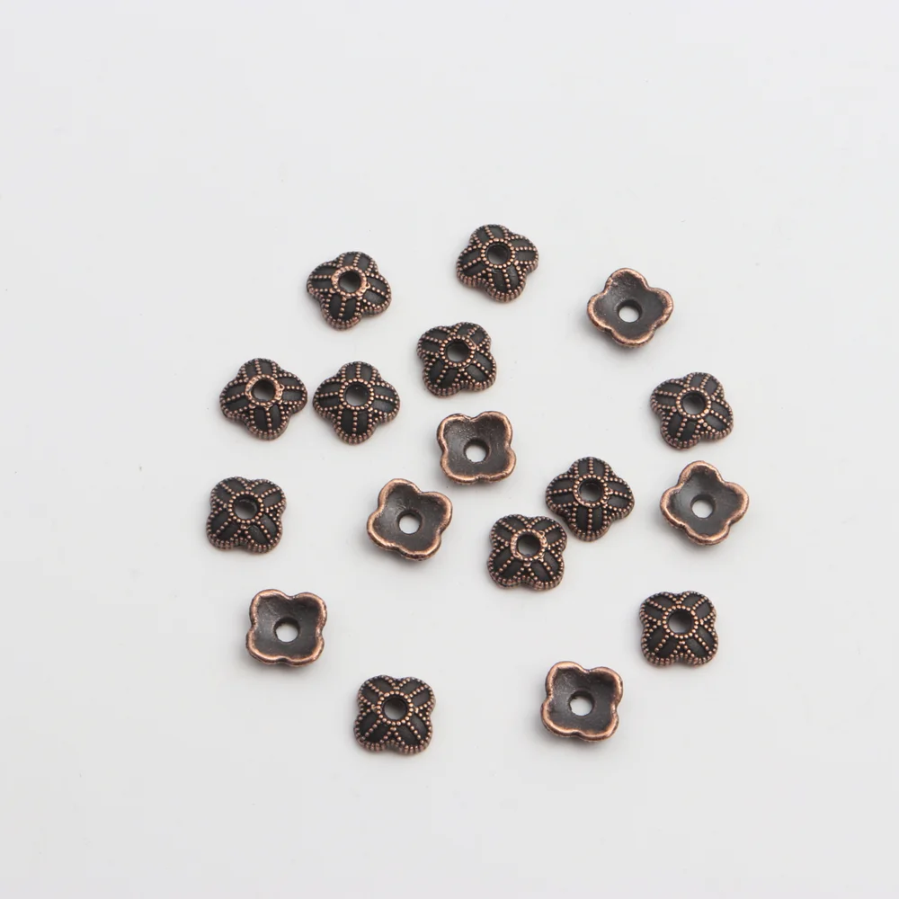 100Pcs 7x2.2mm Clover Cross FlowerSparer Loose End Beads Caps for Jewelry Making Finding Diy Accessories Component Wholesale