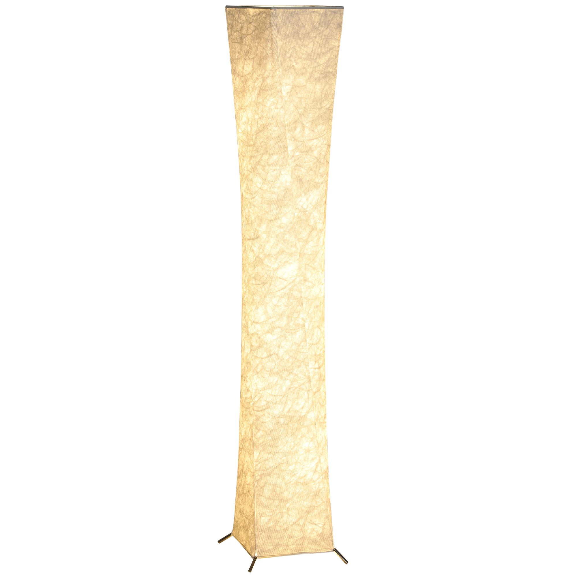 Floor lamp with paper shade, foot switch, 3 brightness levels, white