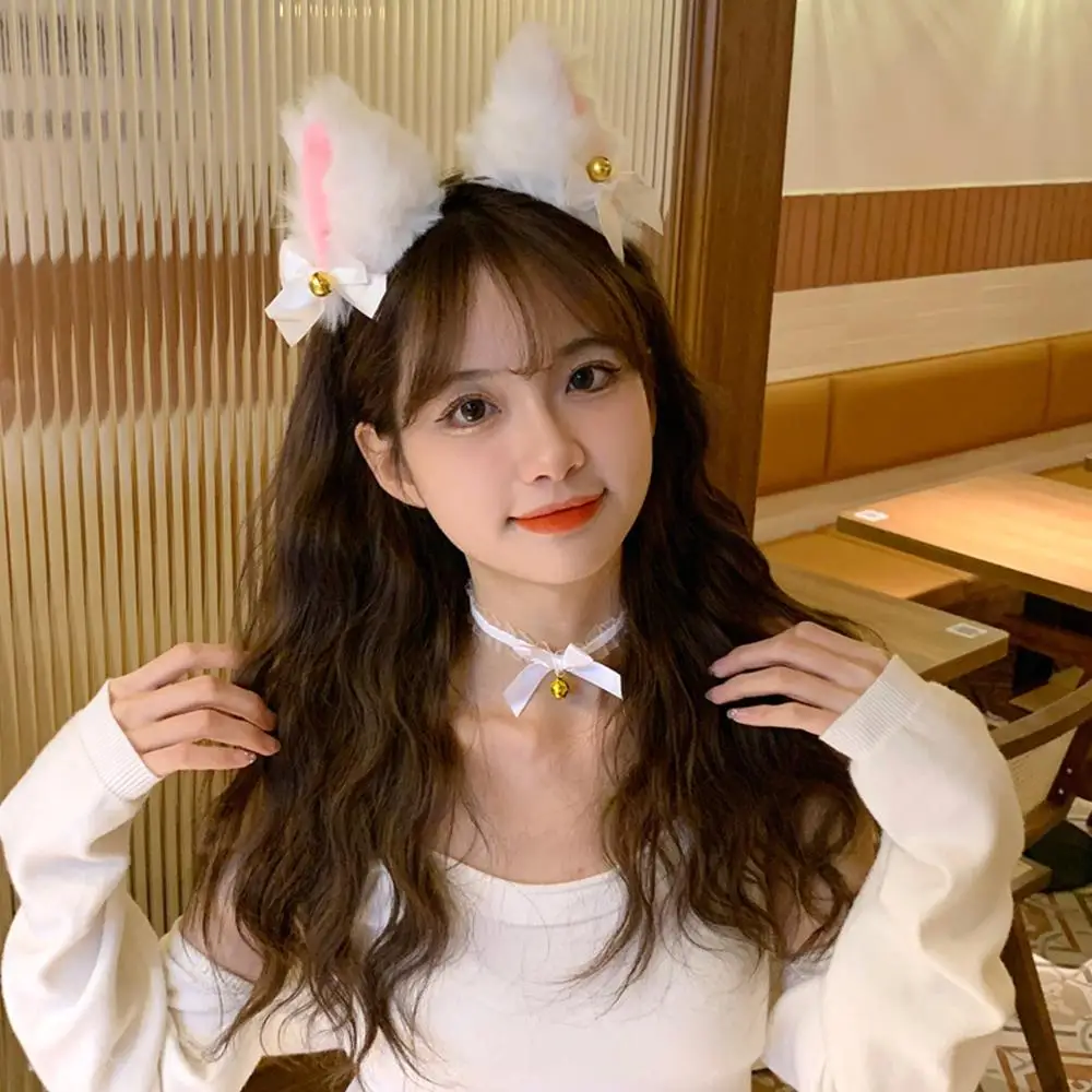 Opaska do włosów z uszami kota z pluszu anime, słodka opaska z uszami lisa ze sztucznego futra, urocza ozdoba na głowę z kreskówkowym zwierzęciem, akcesoria na imprezę Halloween