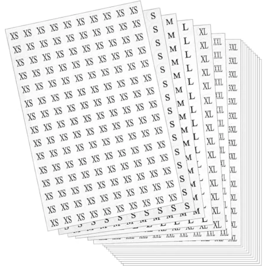 

Круглые этикетки-наклейки для одежды, 28 листов, все 7 размеров (XS, S, M, L, XL, XXL, XXXL), 0,6 дюйма, упаковка 4200 штук, прочные тканевые цветные метки