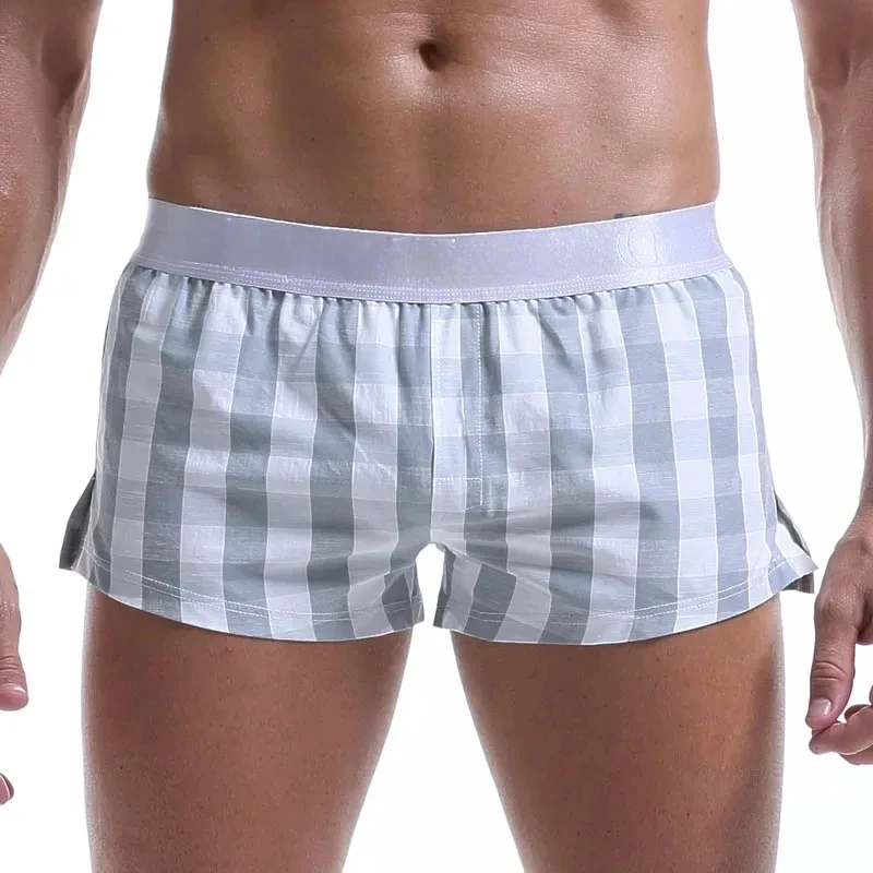 Men Cotton Boxers Shorts Loose Multicolor Male Plaid Underwear Homewear Comfortable Arrow Pants