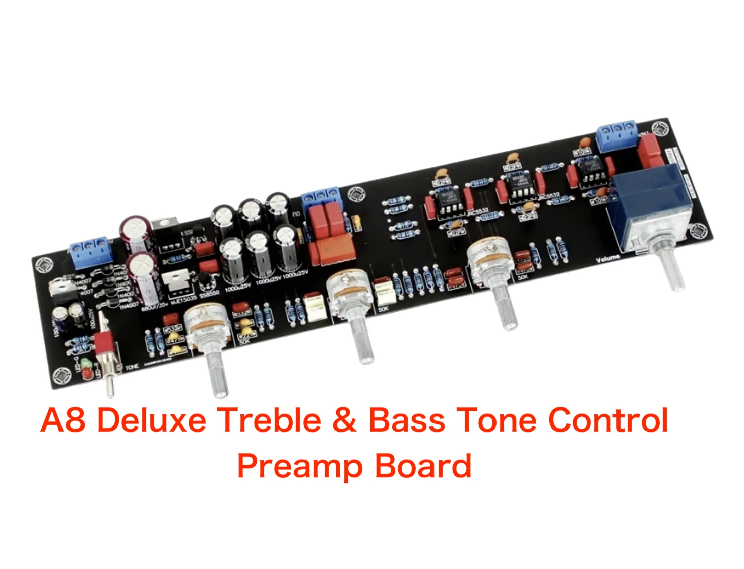 A8 HiFi Tone Preamp Board Adjustable Treble Bass Replaceable Op-Amp ELNA WIMA Capacitors Low Noise Bypass Switch Home Amp Board