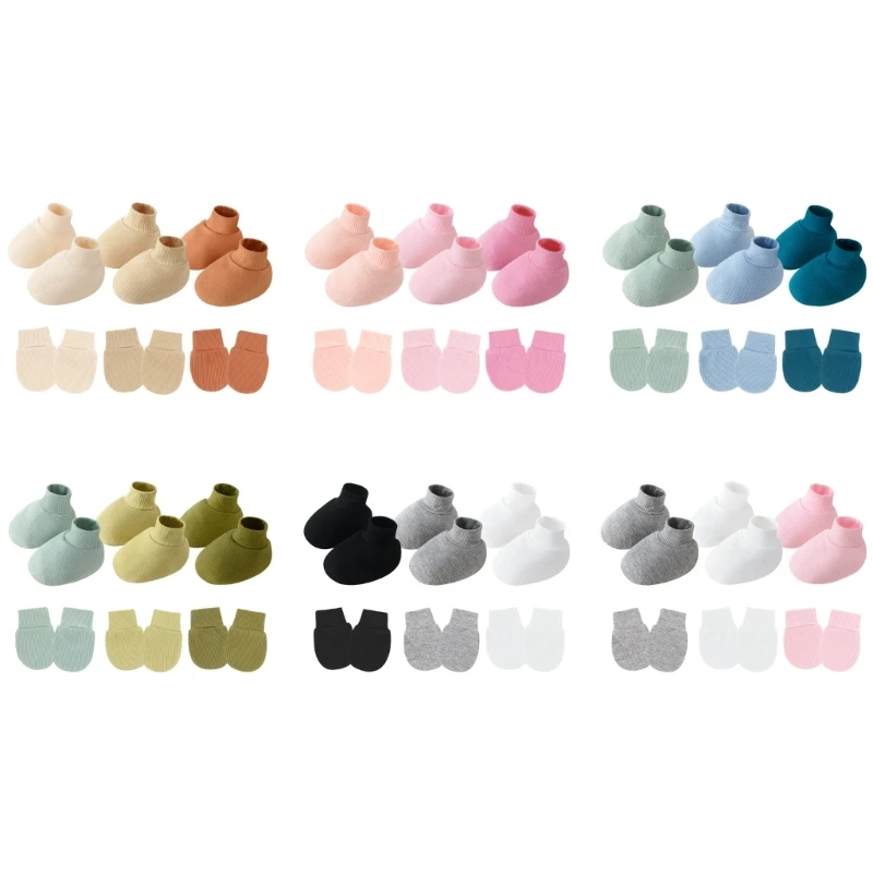 

23GD 3 Set Hetchaitry Pronate Presign Presects Gloves and Booties Сплошные варежки и крышка для ног для ребенка в возрасте от 0