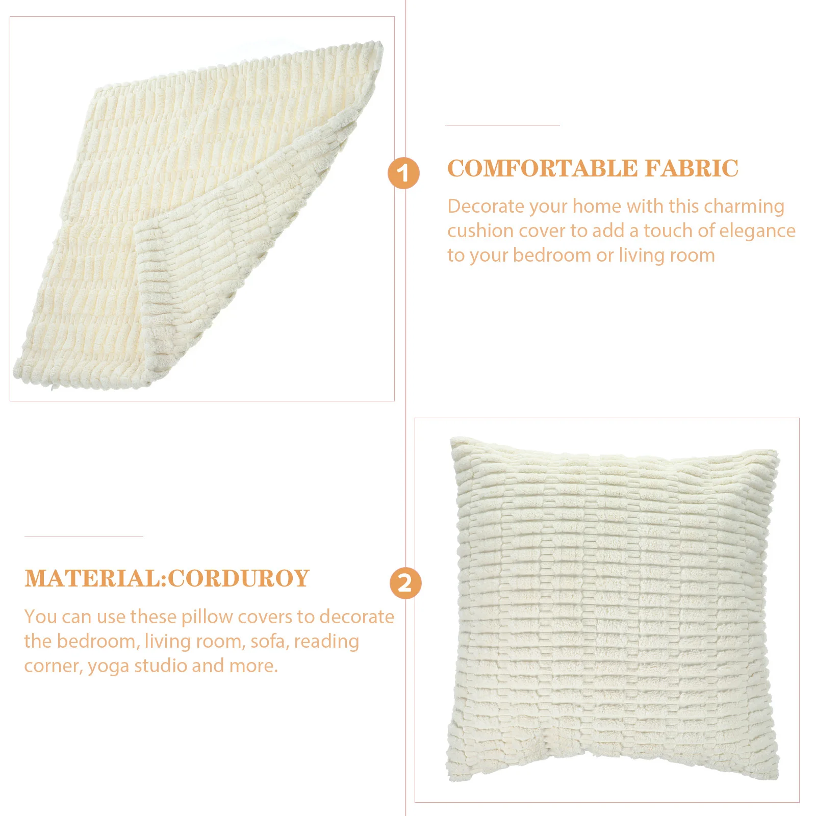 

2pcs Corduroy Pillow Cover Square Cushion Case For Sofa Living Room Bedroom Washable Throw Pillow Protector Home Deco Decorative
