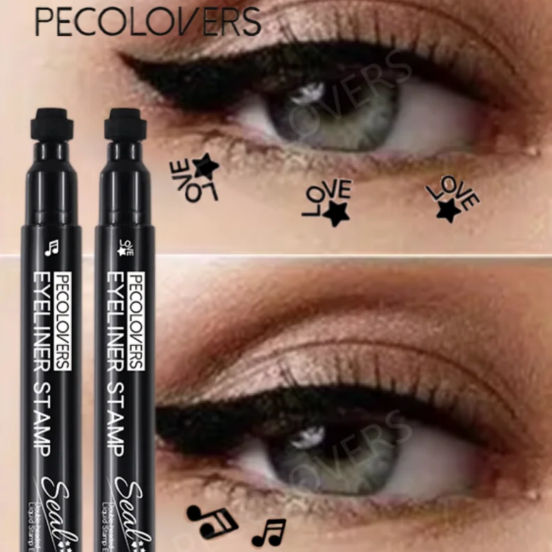 Delineador líquido à prova d'água com padrões fofos, selo de ponta dupla, presente de Natal