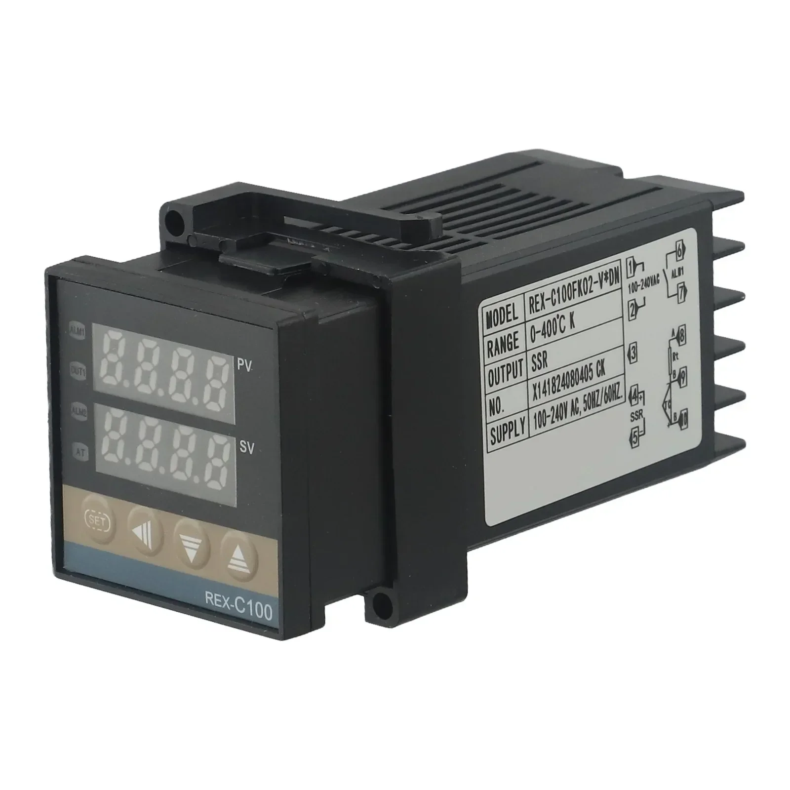 

AC250V 3A Выходной контроль температуры PID-термостат SSR Контроллер температуры 2-температурный дисплей Windows Релейный выход сигнализации