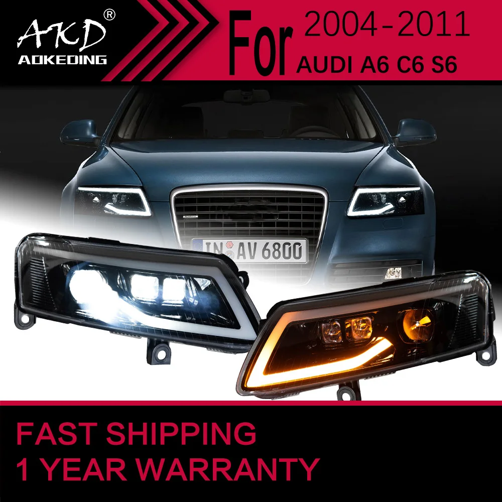 

Автомобильные фары для Audi A6 A6L C6 S6LED фара 2004-2011, фара Drl, линза проектора, автомобильные аксессуары