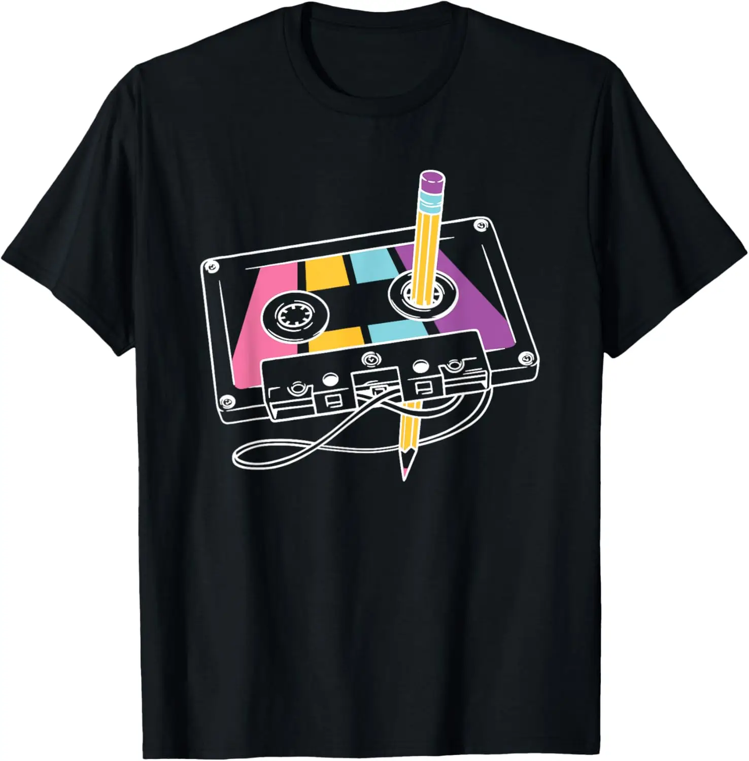 80s 90s Cassette Pencil Theme Party Outfit Men Women Kids T-Shirt