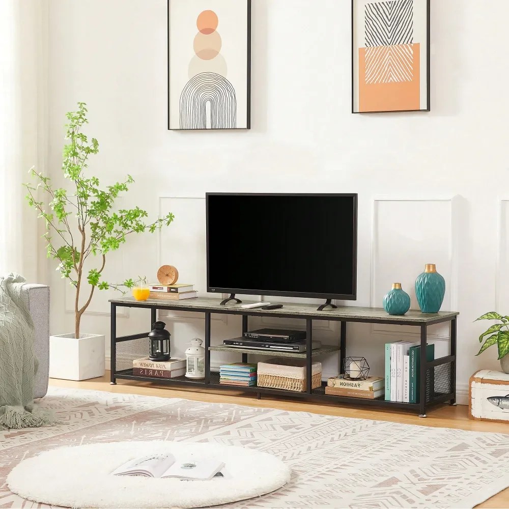 

TV Stand For TVs To 55 Inch, Entertainment Center With Open Storage Shelves, Media Console Table With Soundbar Shelf For Liv