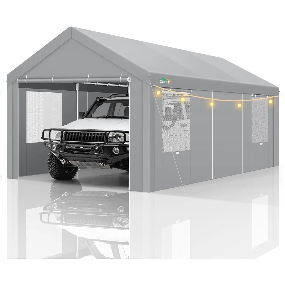

Carport Canopy 12x20 Heavy Duty Portable Garage with Removable Sidewalls & Doors, Galvanized Frame Car Port Canopy Tent Waterpr