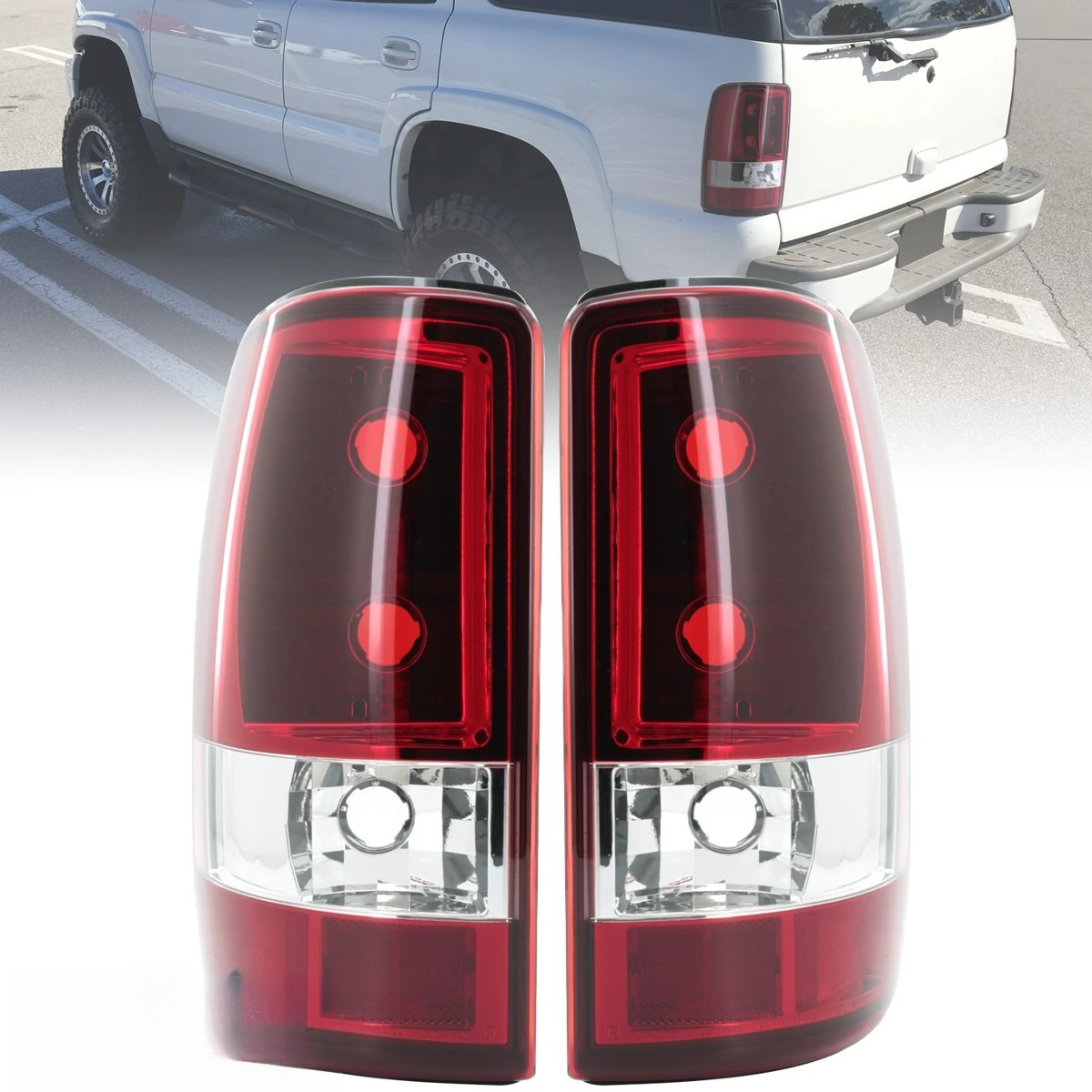 

Red/Clear Tail Lights Fits 2000-2006 Chevy GMC Suburban Tahoe Yukon XL Lamp Pair