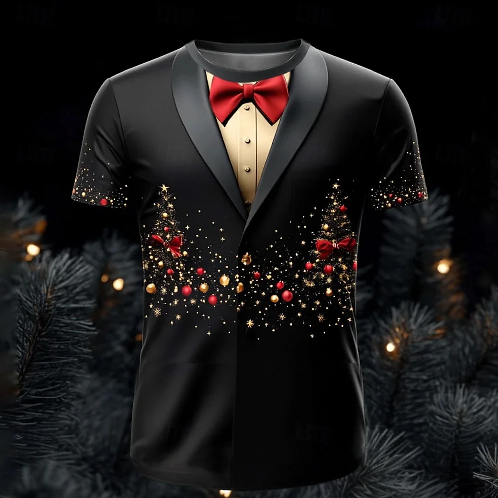 Christmas Men's T Shirt 3d Print Casual Short Sleeve Tee Street Fashion Crew Neck Pullover Male Oversized Clothing Sweatshirt image 2