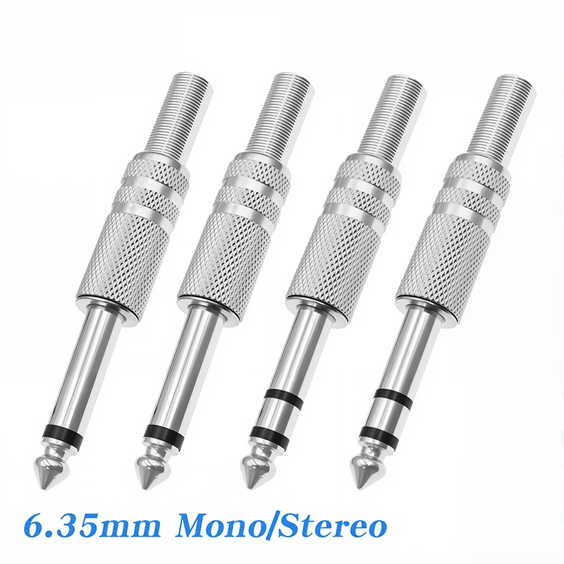 5PCS 6.35mm/6.5mm 2Pole Mono Amplifier Plug 6.35 Stereo Metal Microphone Jack Plug-in Audio Connector for KTV