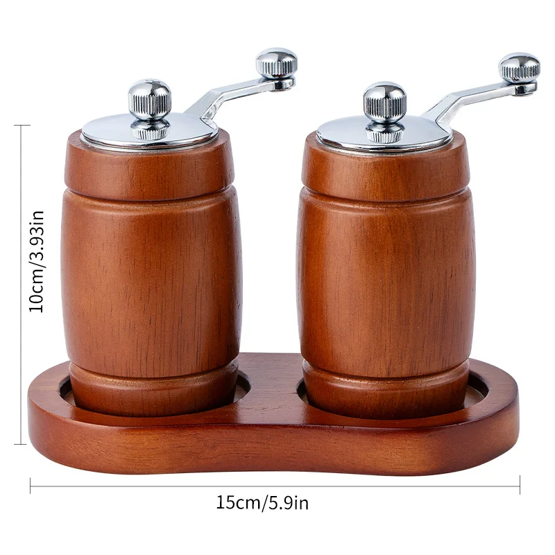 Creative Barrel Pepper Mill Set Solid Wood Manual Sea Salt Black Pepper Grinder Household Kitchen Freshly Black Peppercorns Mill