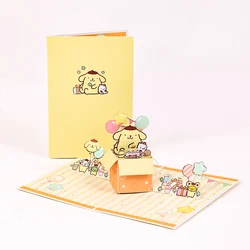 Biglietto di auguri di compleanno con PomPomPurin adorabili biglietti di auguri per cartoni animati Sanrio con busta regali di compleanno per ragazze ragazzi coppie di bambini