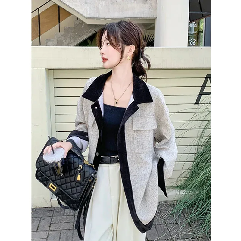 Damski nowy temperament Casual Joker luźny, wąski płaszcz damski wiosenny i jesienny lekki płaszcz Casual jednorzędowy płaszcz z klapami