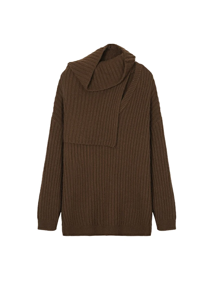 the Meng High-End Angora Velvet Knitted Sweater Women's Winter Faion Netie Design Woolen Scarf Luxury Classy Sle