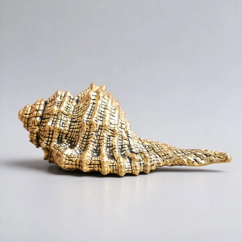 Brass Conch Figurine Retro Metal Sea Snail Statue Home Desktop Decor Vintage Conch Ornament Tabletop Decoration Gift