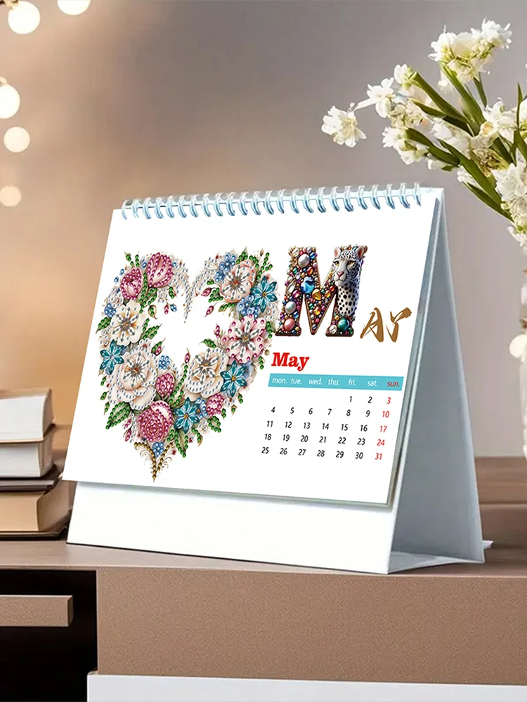 Diamant-Malerei-Kalender, Diamant-Malerei, Papierkalender, Diamant-Malerei, Monatskalender-Set für DIY-Handwerk, Party-Geschenk