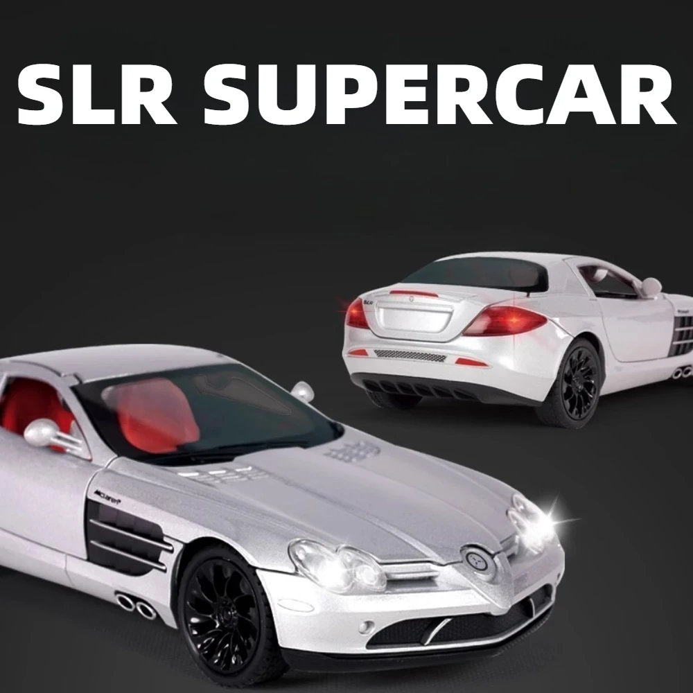 

1:24 SLR GTR F1 Sports Car Model Toy Alloy Diecast Shock Absorption Supercar Sound Light Doors Opened Models Kids Favorite Toys