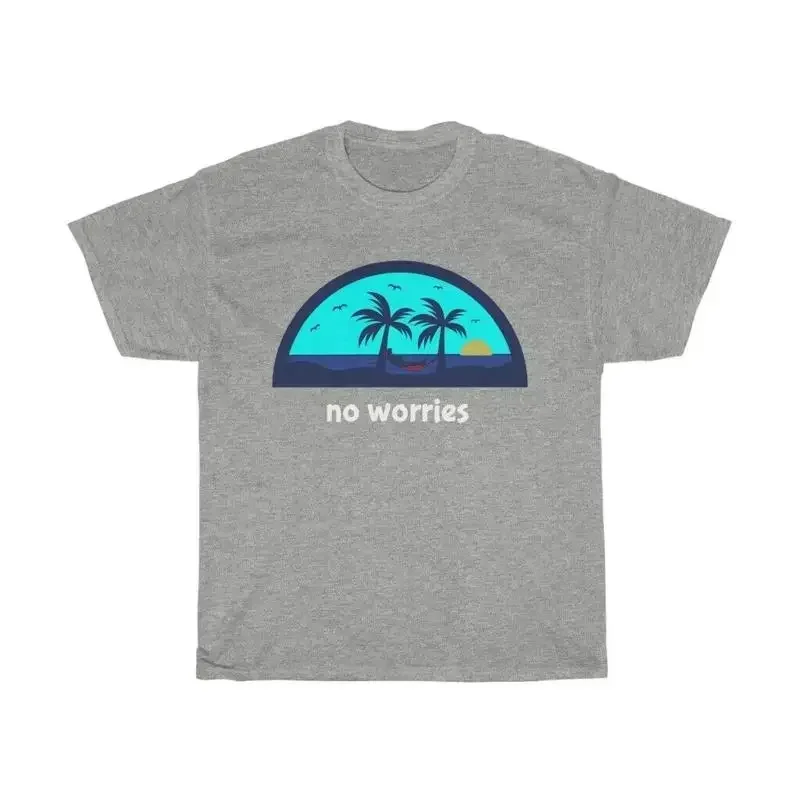 no worries Heavy Cotton T shirt Beach Hammock Australia Slang Motto