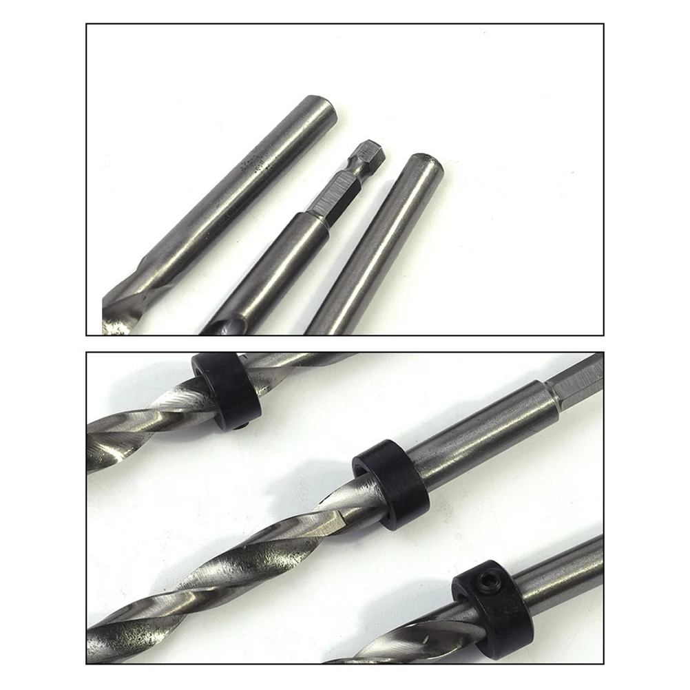 

Hex Shank Drill Bit Set 9.5Mm Titanium Coated Wood Drill Countersink High Efficiency Steel Bits Silver Tool Parts