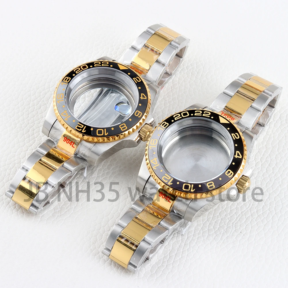 

Gold 40mm Nh35 Watch Case Stainless Steel Oyster Bracelet For Nh34 Nh35 Nh36 Nh38 Movment 28.5mm Dial SUB GMT YACHT-MASTER Case