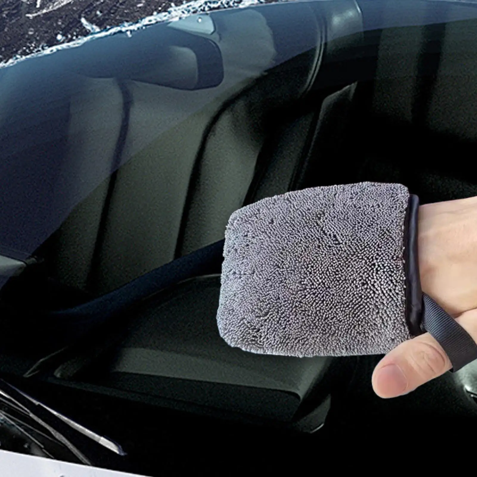 Car Washing Gloves Double-sided Soft Fleece Microfiber Chenille Drying Cloth Car Body Window Tire Cleaning Glove Thicken