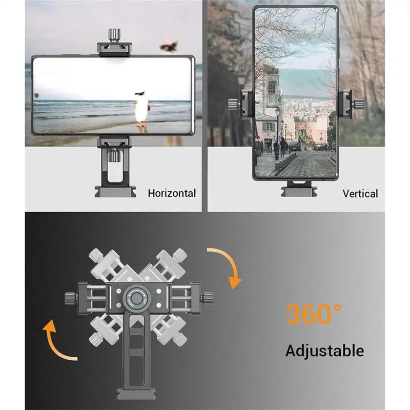 360 Rotatable Metal Smartphone Tripod Mount Clip W Cold Shoe Arca Phone Holder Clamp for Photography LED Microphone Magic Arm image 4
