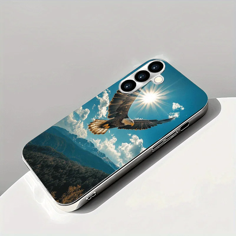 Sunshine Soaring Eagle Glass Phone Case Suitable for Samsung Galaxy S26 S25 S24 S23 S22 S20 FE/Ultra/Plus Anti Drop Back Cover