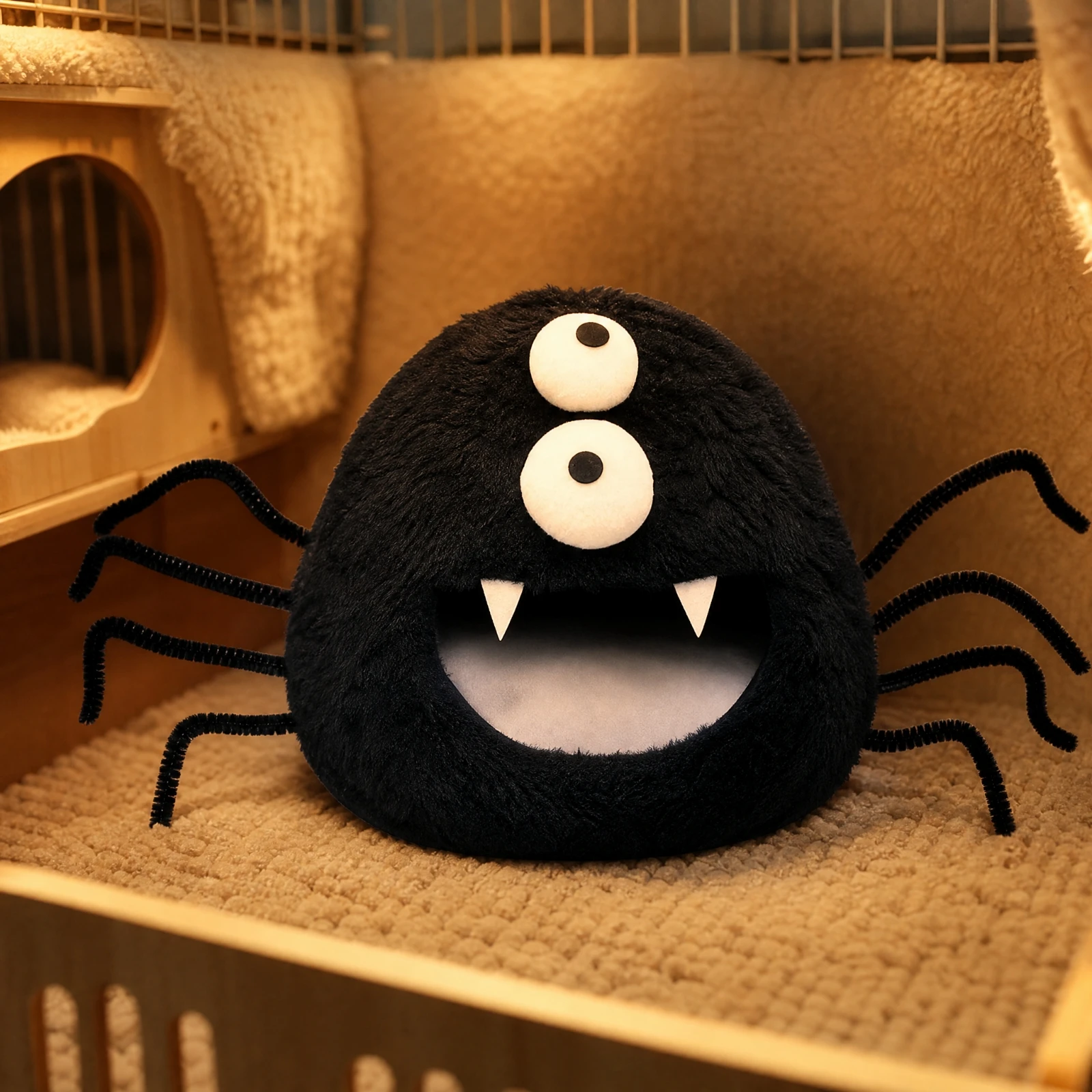Soft Fabric Spider Legs Hamster Hideaway Enclosed Cozy Rest Hut for Small Pet Cage Year Round Use