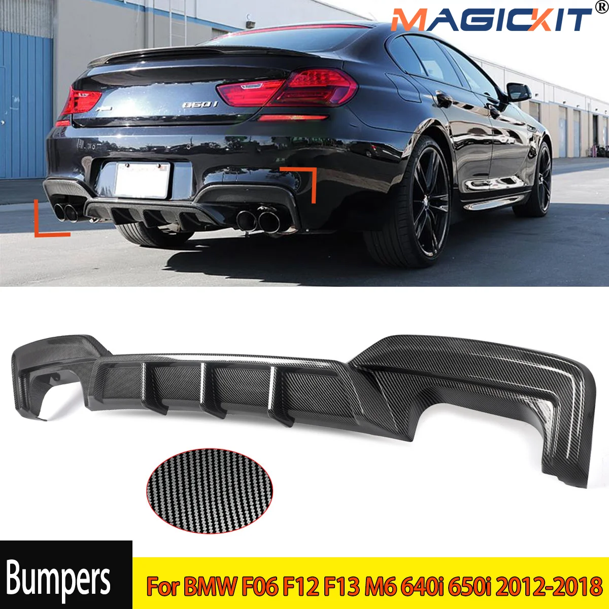 Carbon Look Rear Bumper Diffuser Lip For BMW F06 F12 F13 M6 640i 650i 2012-2018