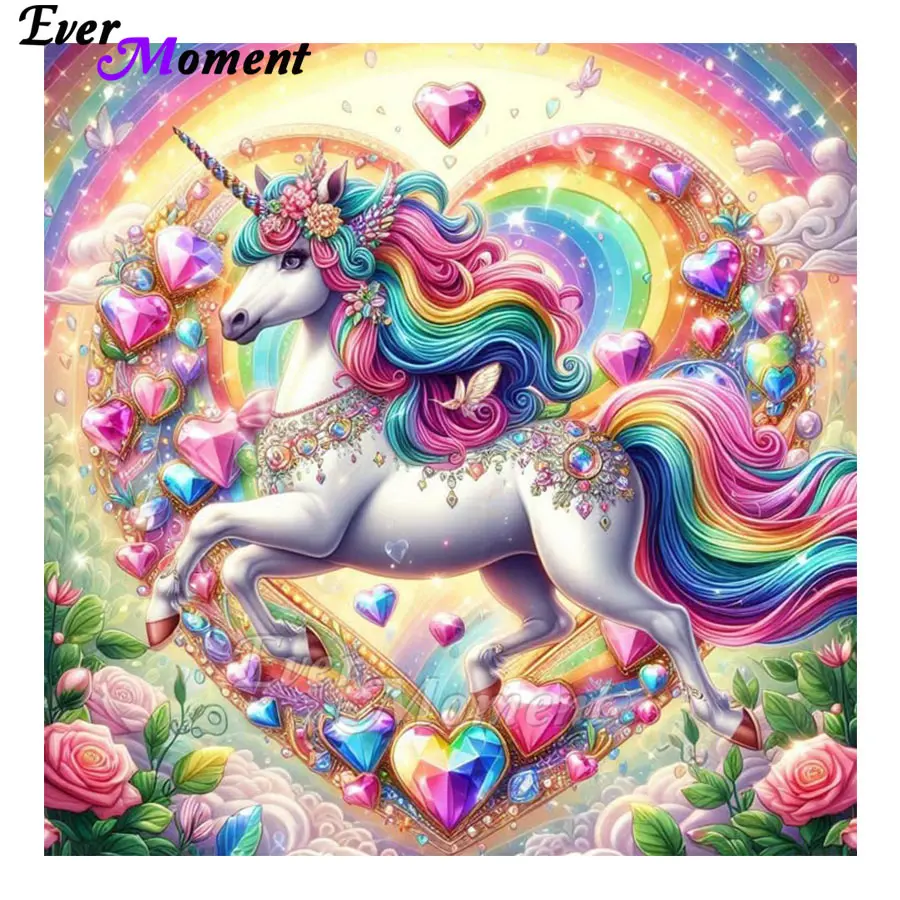 Ever Moment Poured Glue Diamond Painting Mosaic Rainbow Unicorn Kit Velvet on the Back of Canvas DIY Handwork Gifts ASF2957