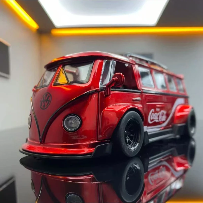 

Моделирование 1:32 Volkswagen T1 автобуса, звук и свет, возврат, модель автомобиля из сплава, крышка на крышу, съемная детская игрушка, подвеска, подарок