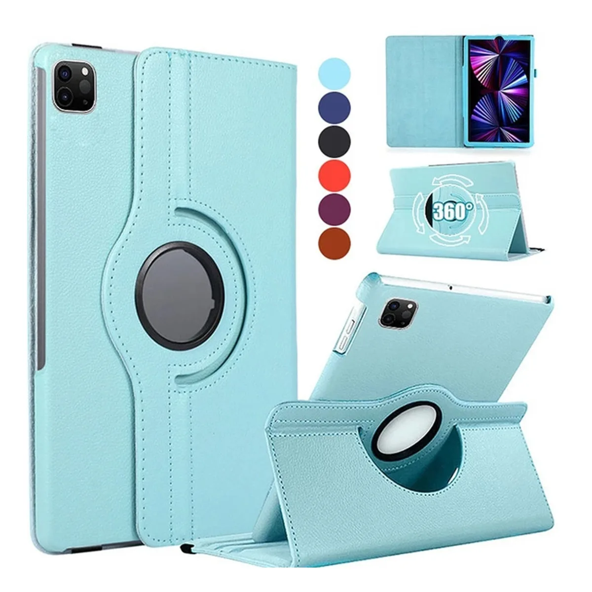 Funda de cuero con soporte para tableta, carcasa con rotación de 360 grados para iPad Air Pro 2024 MINI 3 4 5 6 7 8 9 10 generación 10,9 10,2 11