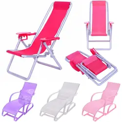 Mini 1:6 Scale Playing House Garden Bench Doll Beach Chair Foldable Deckchair Dollhouse Furniture Toy Accessories Gifts