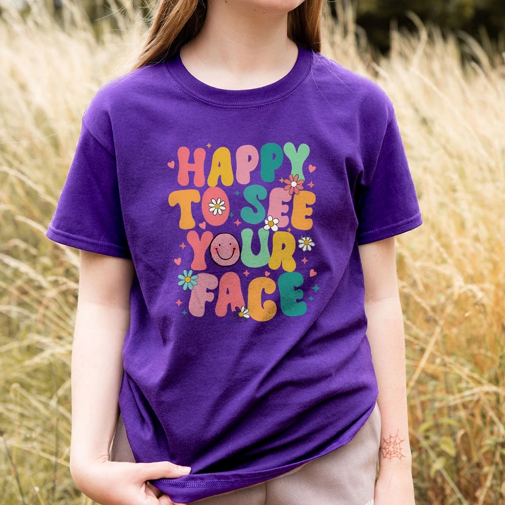 Happy To See Your Face Shirt, Teacher Shirts, First Day Of School Shirt, Teacher Back To School, Groovy Teacher Aesthetic Shirt
