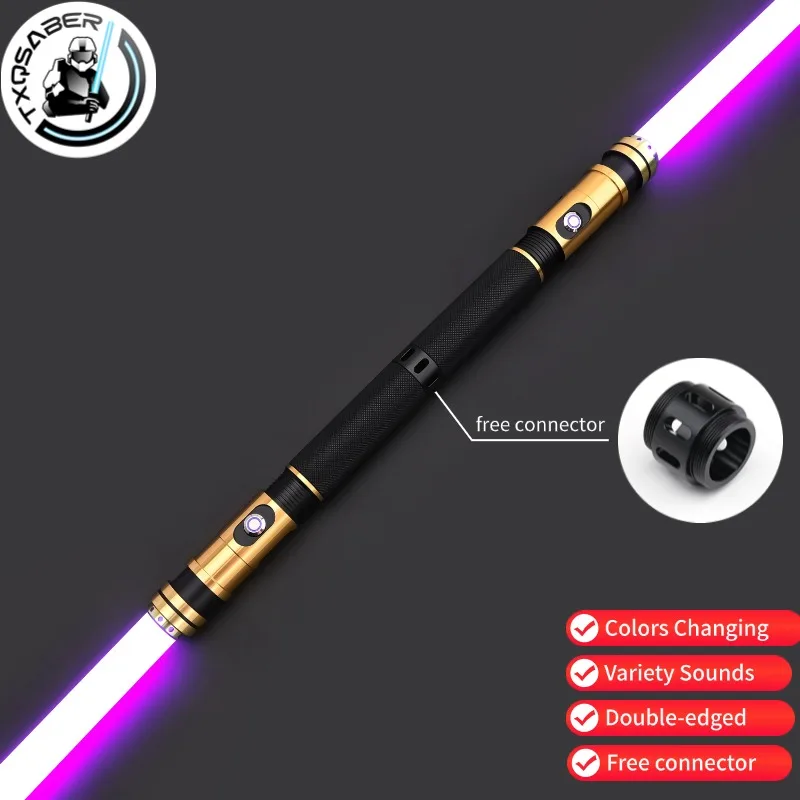 

TXQSABER Heavy Dueling Smooth Swing Lightsaber Neo Pixel SNV4 RGB Лазерный меч с двойными лезвиями Металлическая рукоять Blaster Jedi Косплей Игрушки