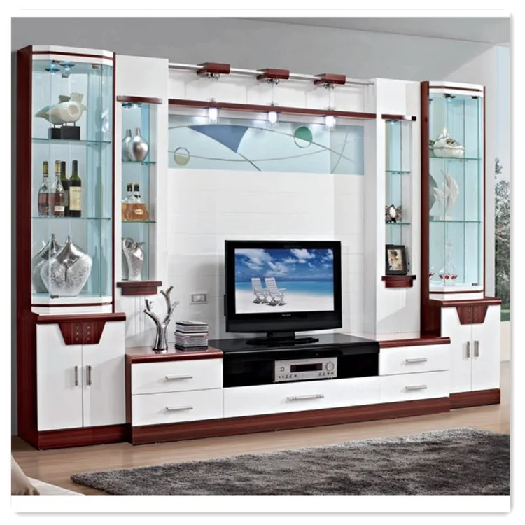 Solid wood panel wall cabinet Floor cabinet Household economical living room Hotel glass door TV cabinet
