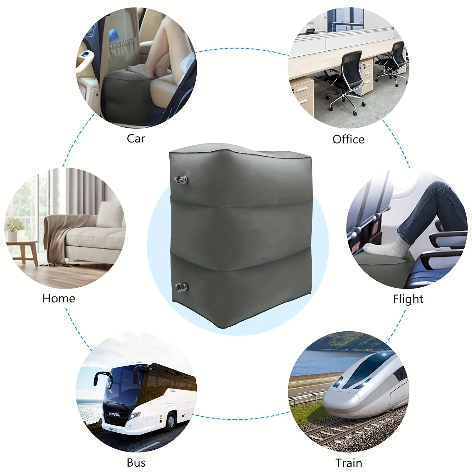 

Надувные флокированные ПВХ-оттоманки, подставки для ног, подставки для ног для самолетов, поездов и автомобилей, подставки для ног для офиса и отдыха