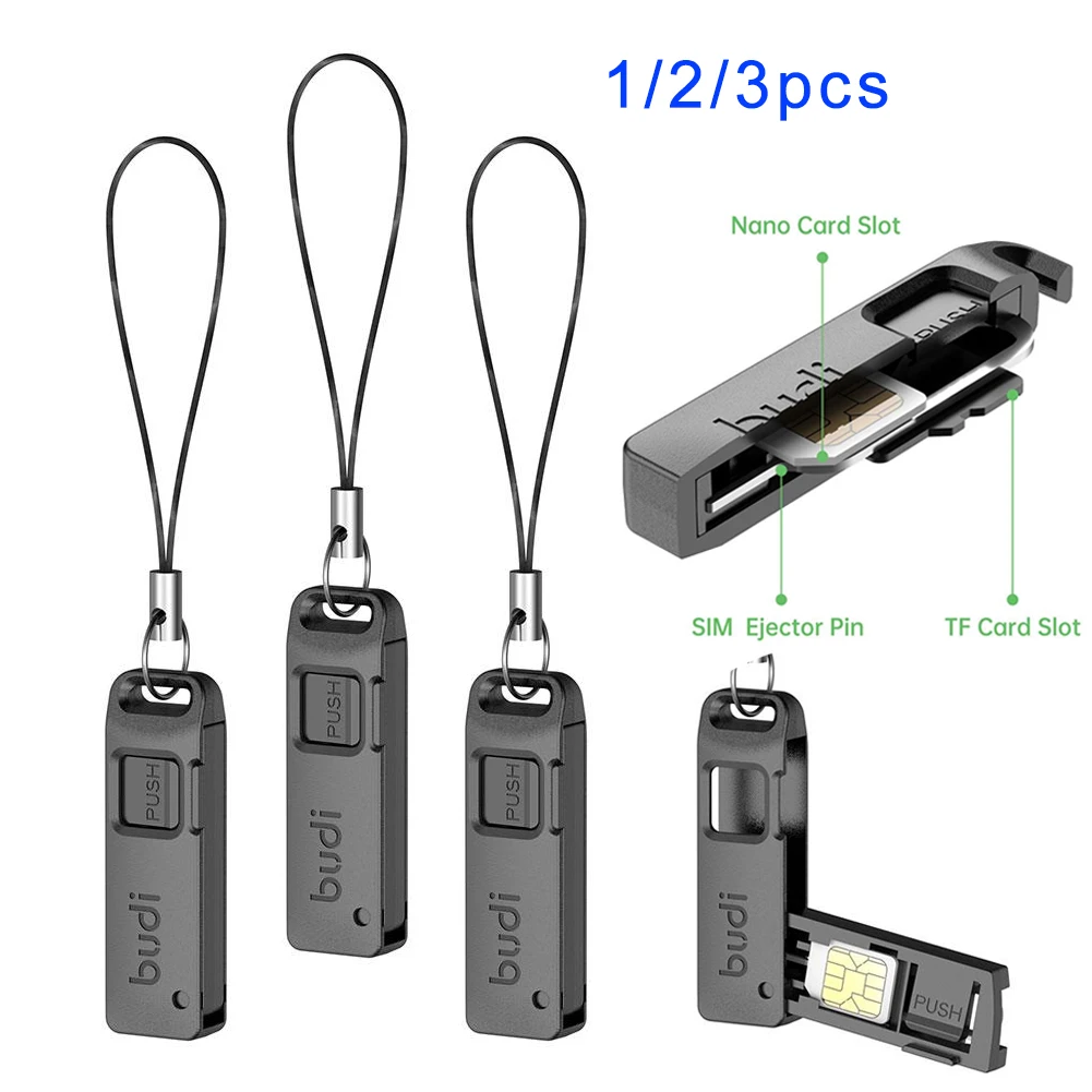 

Коробка для хранения SIM-карт с ремешком, инструмент для извлечения SIM-карты (игла), открывалка для SIM/TF-карт с отсеком для хранения