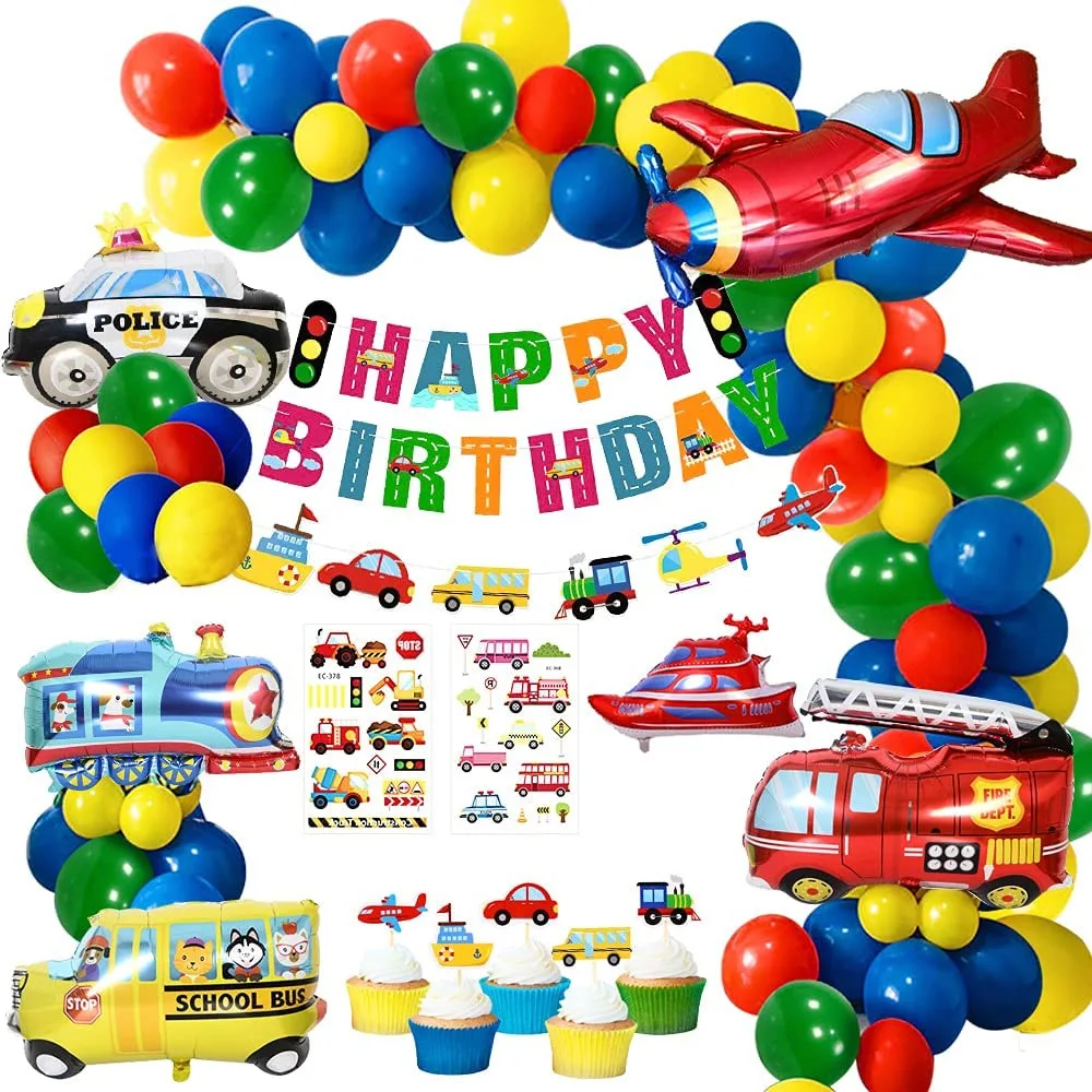 

Transportation Party Balloon Decorations Boys Excavator Plane 3D Car Aluminum Balloon Birthday Party Baby Shower Decor Supplies