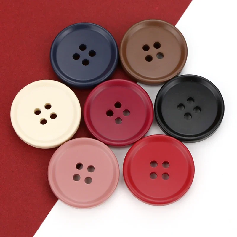 10PCs 15/20/25mm Resin Sewing Buttons Scrapbooking 4 Holes Round Button DIY Sewing Coat Garment Handmade Clothing Accessories